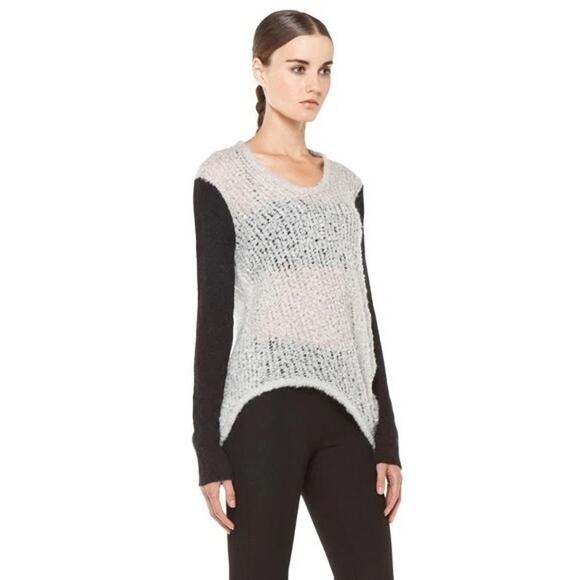 Helmut Lang Plaited Boucle Mohair Alpaca Asymmetric Colorblock Tunic Sweater S - Picture 2 of 11